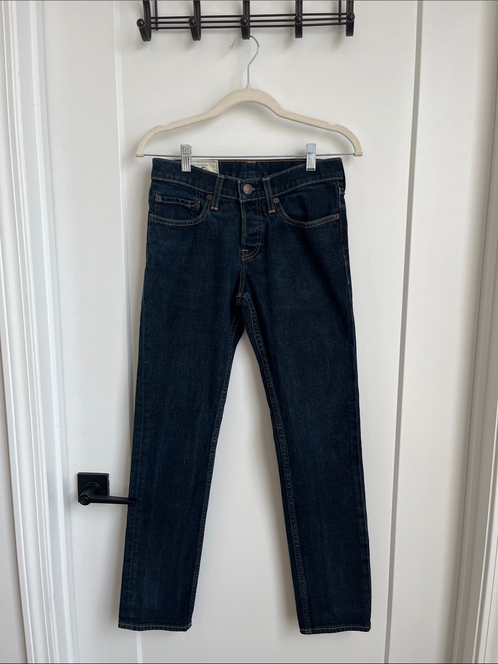 Hollister Blue Denim Jeans with Tan Stitching Women’s Size 28X30